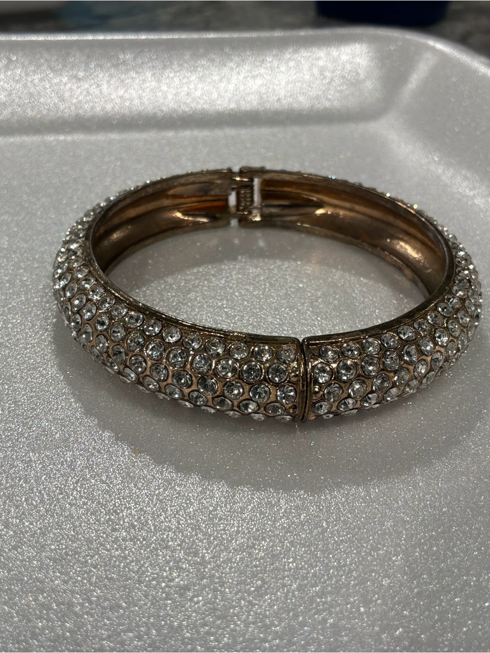 Crystal Pavé rose Gold-Tone Hinged Bangle Bracelet
